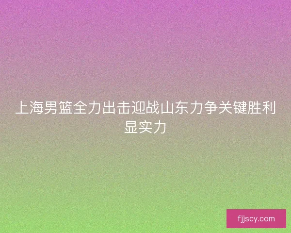 上海男篮全力出击迎战山东力争关键胜利显实力 上海男篮全力出击迎战山东力争关键胜利显实力